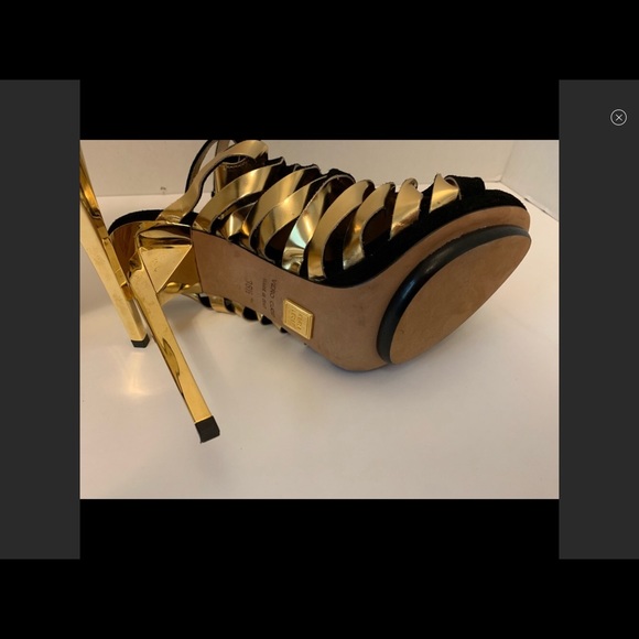 HERVE LEGER BLACK AND GOLD SANDALS❤️❤️ - Picture 4 of 7